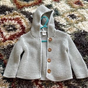 Nordstrom Gray Knit Cardigan with Wooden Buttons 12 months
